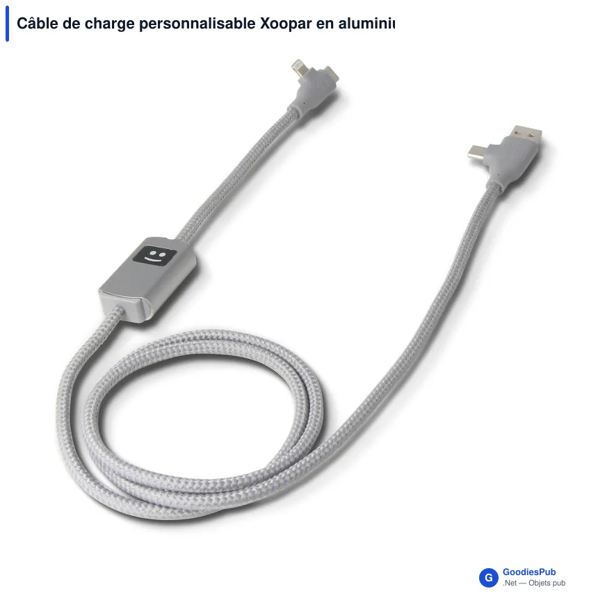 Câble de charge personnalisable Xoopar en aluminium recyclé avec logo - Allure PD - Image 3