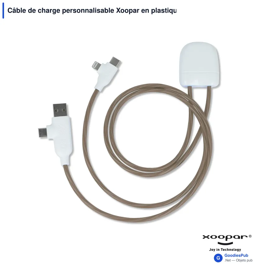 Câble de charge personnalisable Xoopar en plastique recyclé avec logo - ICE-C - Image 2