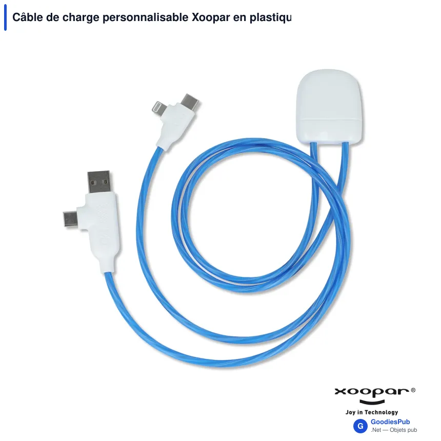 Câble de charge personnalisable Xoopar en plastique recyclé avec logo - ICE-C - Image 3