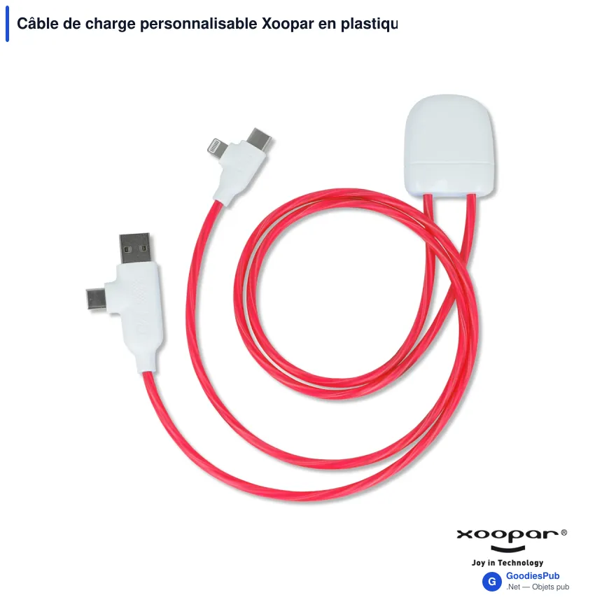 Câble de charge personnalisable Xoopar en plastique recyclé avec logo - ICE-C - Image 4