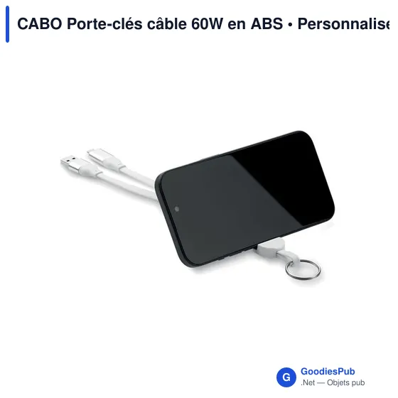 Porte-clés câble 60W personnalisable avec logo entreprise - Image 2
