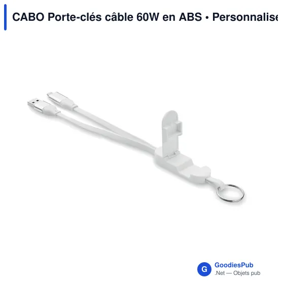 Porte-clés câble 60W personnalisable avec logo entreprise - Image 3