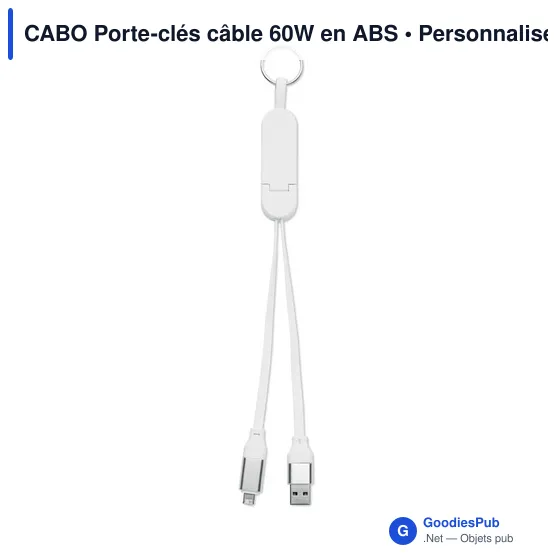 Porte-clés câble 60W personnalisable avec logo entreprise - Image 5