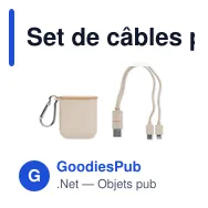 Set de câbles personnalisable avec logo dans un boîtier en bambou - Miniature 2