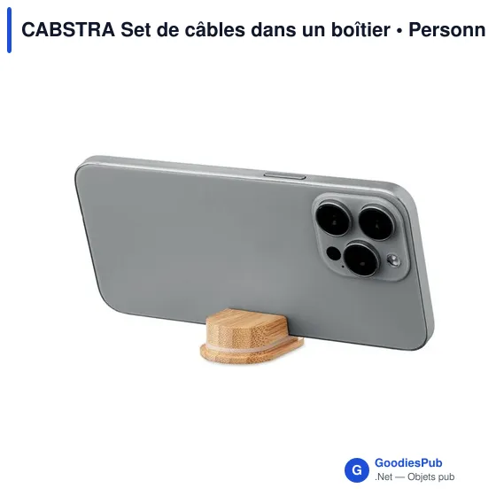 Set de câbles personnalisable avec logo dans un boîtier en bambou - Image 11