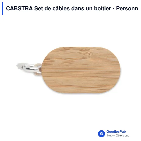Set de câbles personnalisable avec logo dans un boîtier en bambou - Image 12