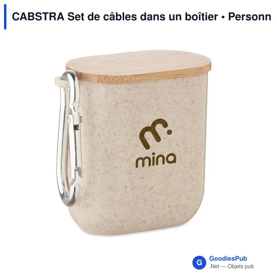 Set de câbles personnalisable avec logo dans un boîtier en bambou - Image 5