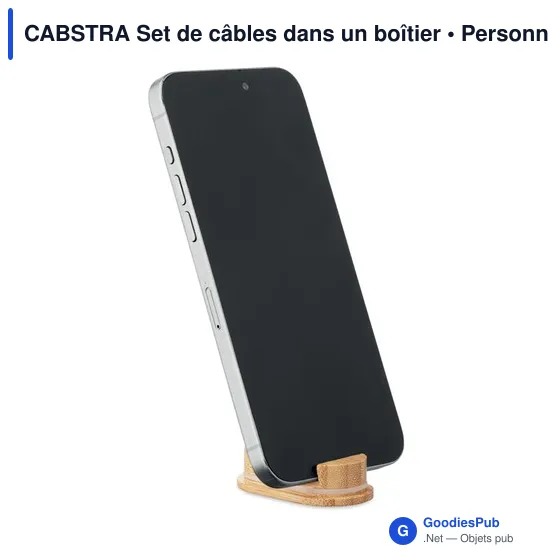 Set de câbles personnalisable avec logo dans un boîtier en bambou - Image 8