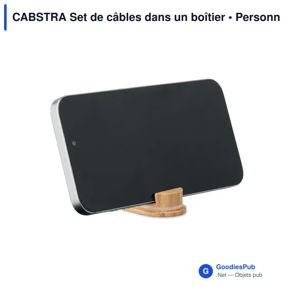 Set de câbles personnalisable avec logo dans un boîtier en bambou - Image 9