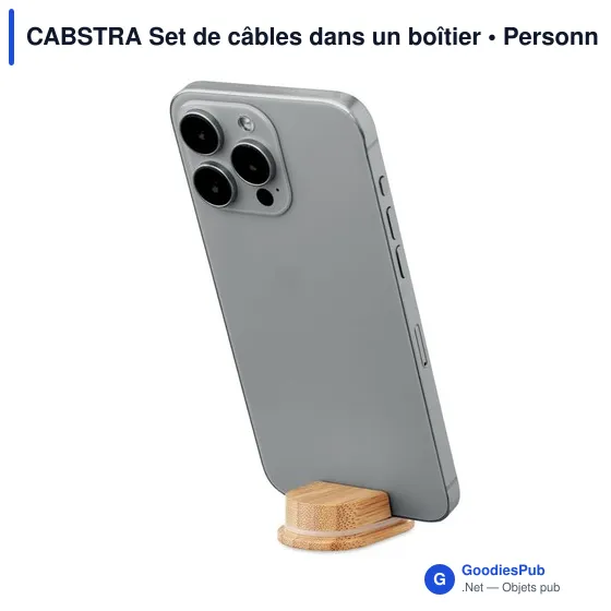 Set de câbles personnalisable avec logo dans un boîtier en bambou - Image 10