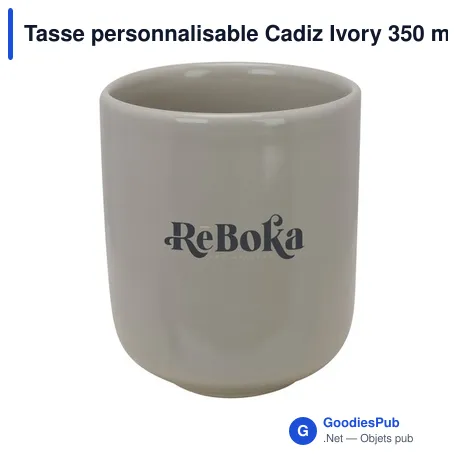 Tasse personnalisable Cadiz Ivory 350 ml avec logo