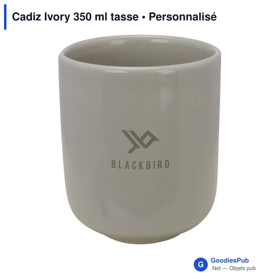 Tasse personnalisable Cadiz Ivory 350 ml avec logo - Image 2