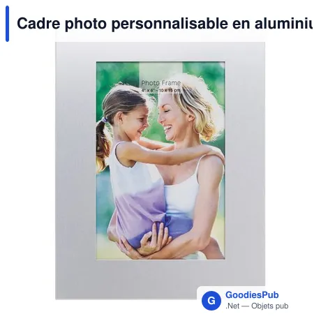 Cadre photo personnalisable en aluminium Samir avec logo