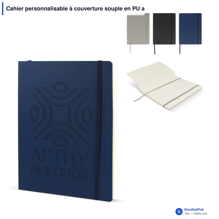 Cahier personnalisable à couverture souple en PU avec logo - Maxi - Image 1