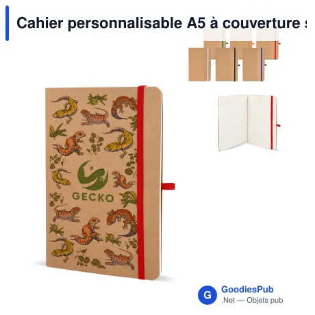 Cahier personnalisable A5 à couverture souple en kraft avec logo - Kraft souple