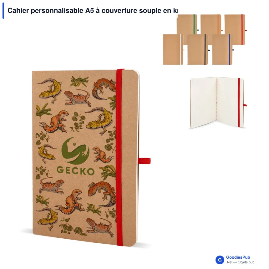 Cahier personnalisable A5 à couverture souple en kraft avec logo - Kraft souple - Image 1