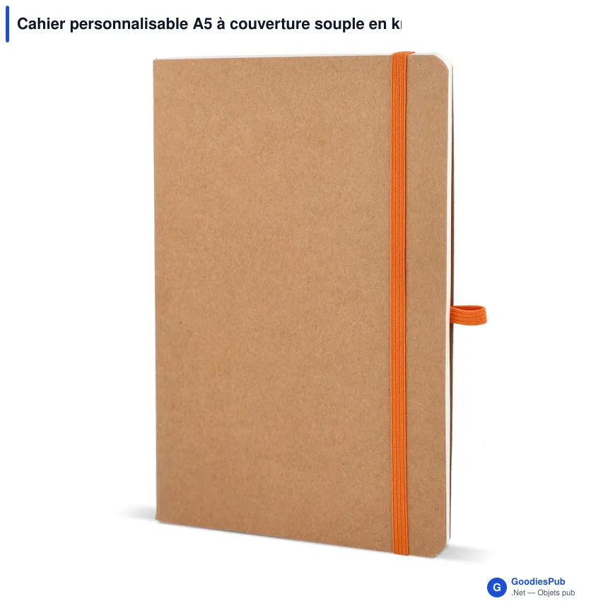 Cahier personnalisable A5 à couverture souple en kraft avec logo - Kraft souple - Image 2