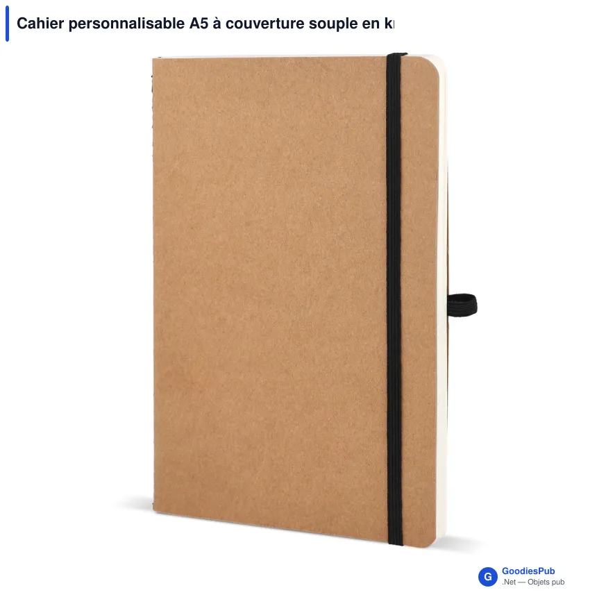Cahier personnalisable A5 à couverture souple en kraft avec logo - Kraft souple - Image 6