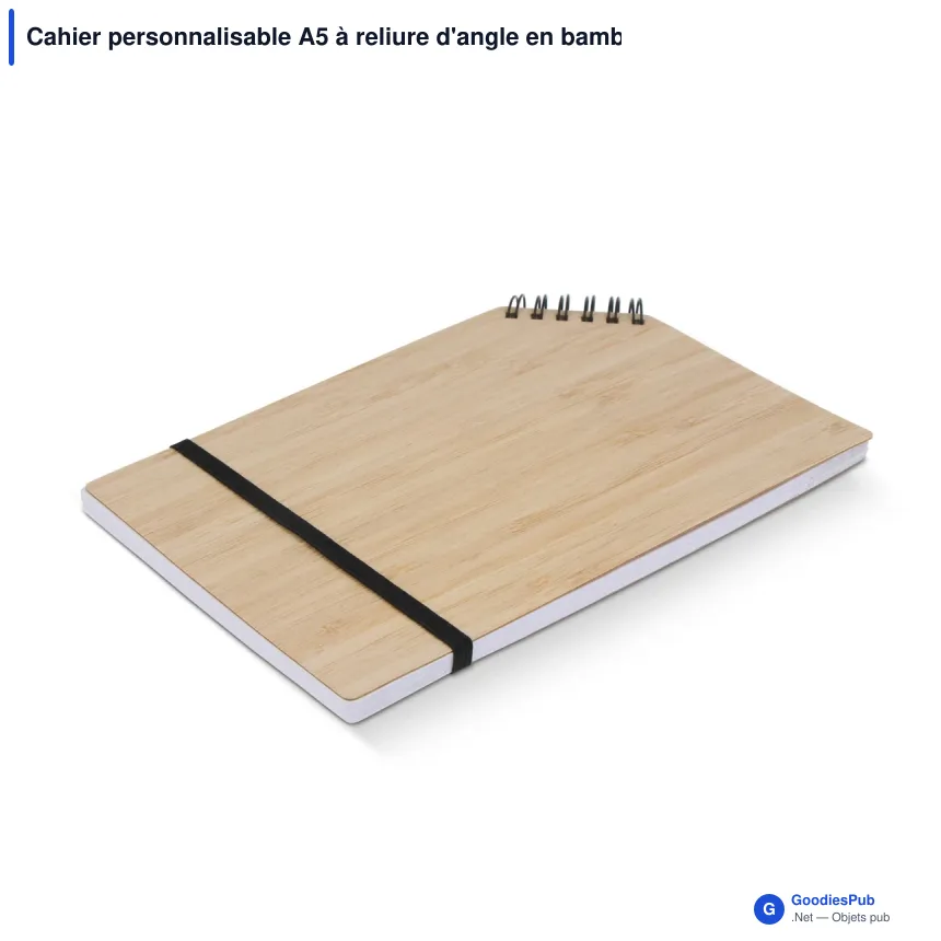 Cahier personnalisable A5 à reliure d'angle en bambou avec logo - Bambou A5 - Image 2