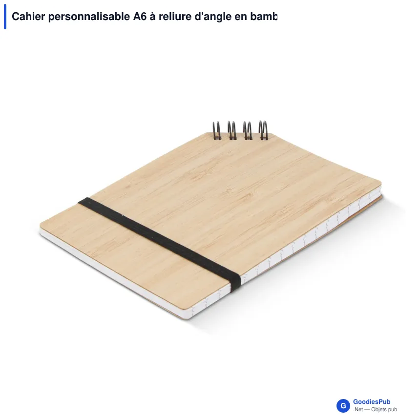 Cahier personnalisable A6 à reliure d'angle en bambou avec logo - Bambou A6 - Image 2