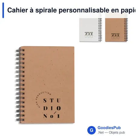 Cahier à spirale personnalisable en papier semences avec logo - Bio-papier