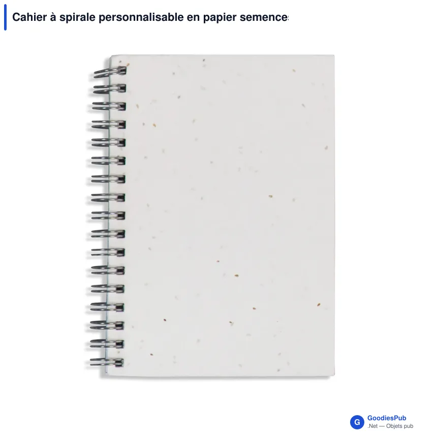 Cahier à spirale personnalisable en papier semences avec logo - Bio-papier - Image 2