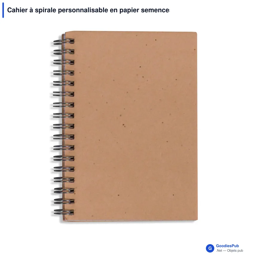 Cahier à spirale personnalisable en papier semences avec logo - Bio-papier - Image 3
