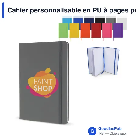 Cahier personnalisable en PU à pages pointillées avec logo - A5 papier FSC