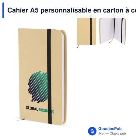Cahier A5 personnalisable en carton à coins arrondis avec logo - Eco