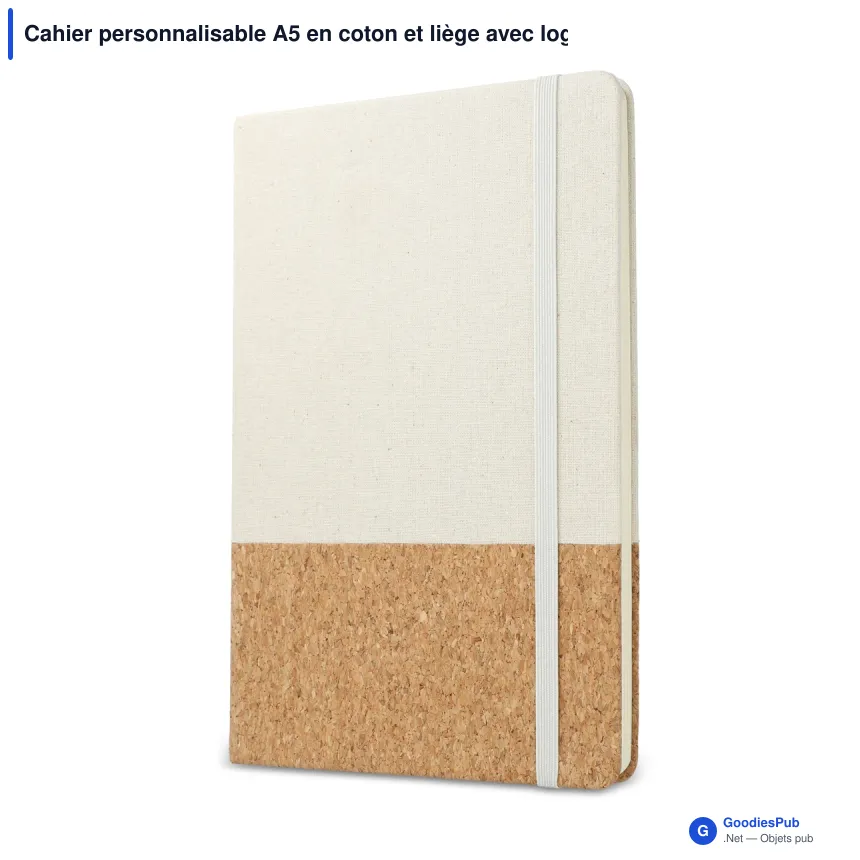 Cahier personnalisable A5 en coton et liège avec logo - Coton et liège - Image 2