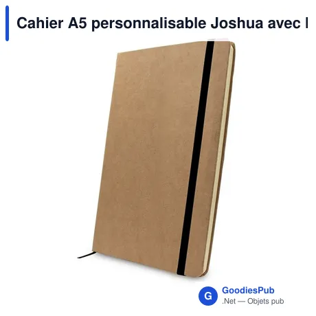 Cahier A5 personnalisable Joshua avec logo en carton recyclé