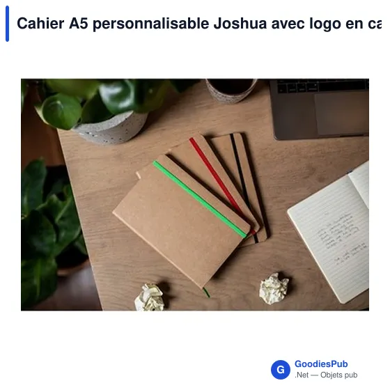 Cahier A5 personnalisable Joshua avec logo en carton recyclé - Image 2