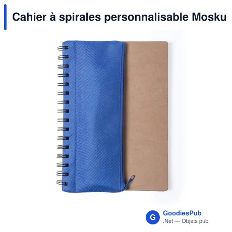 Cahier à spirales personnalisable Mosku avec logo et trousse intégrée