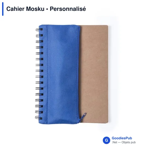 Cahier à spirales personnalisable Mosku avec logo et trousse intégrée - Image 1