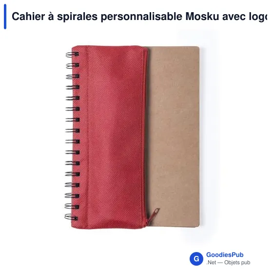 Cahier à spirales personnalisable Mosku avec logo et trousse intégrée - Image 11