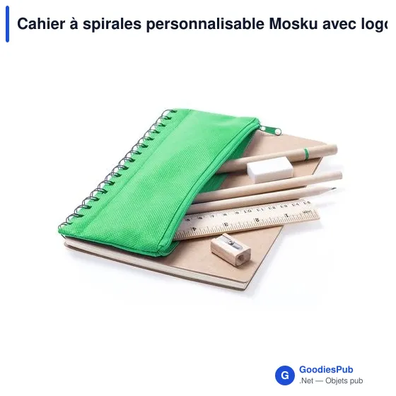 Cahier à spirales personnalisable Mosku avec logo et trousse intégrée - Image 12