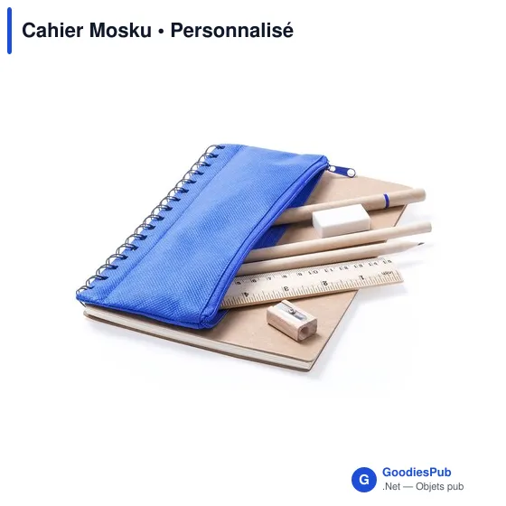 Cahier à spirales personnalisable Mosku avec logo et trousse intégrée - Image 3