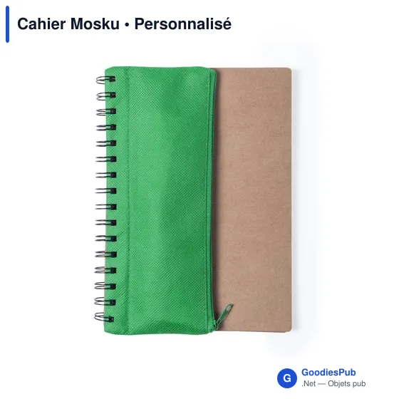 Cahier à spirales personnalisable Mosku avec logo et trousse intégrée - Image 6