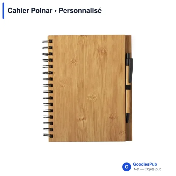 Cahier A5 personnalisable en bambou avec stylo à bille - Polnaravec logo - Image 2