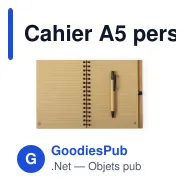 Cahier A5 personnalisable en bambou avec stylo à bille - Polnaravec logo - Miniature 5