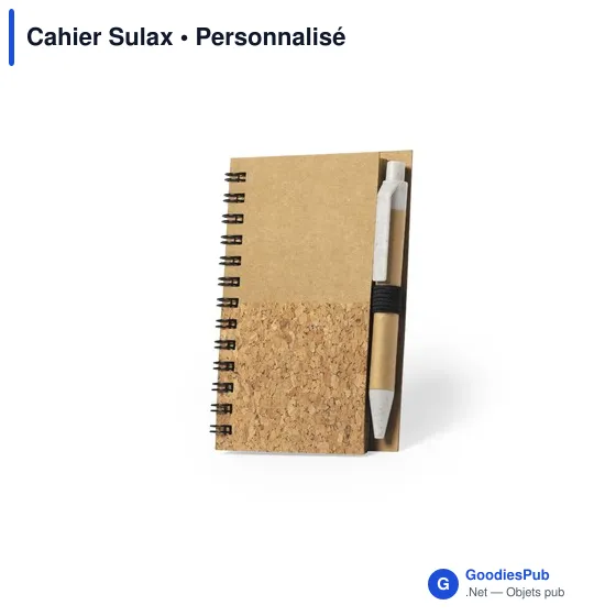 Cahier A7 personnalisable avec stylo éco-friendly - Cahier Sulaxavec logo - Image 1