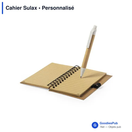 Cahier A7 personnalisable avec stylo éco-friendly - Cahier Sulaxavec logo - Image 2