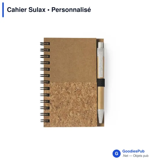 Cahier A7 personnalisable avec stylo éco-friendly - Cahier Sulaxavec logo - Image 3