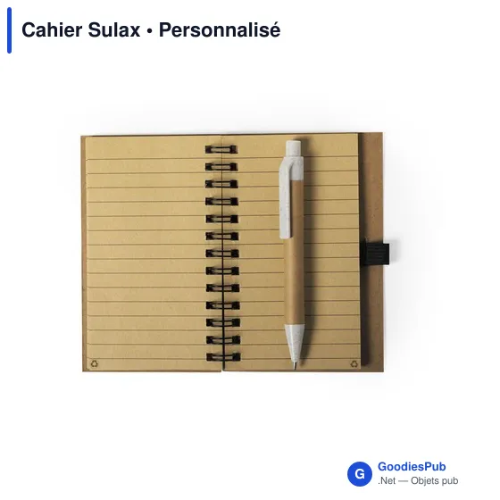 Cahier A7 personnalisable avec stylo éco-friendly - Cahier Sulaxavec logo - Image 4
