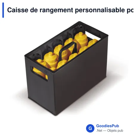 Caisse de rangement personnalisable pour 10 gourdes avec logo - PP noir