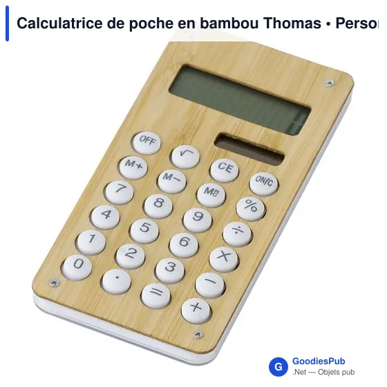 Calculatrice de poche personnalisable en bambou avec logo - Image 2