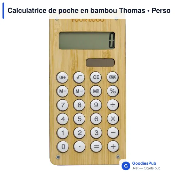 Calculatrice de poche personnalisable en bambou avec logo - Image 4