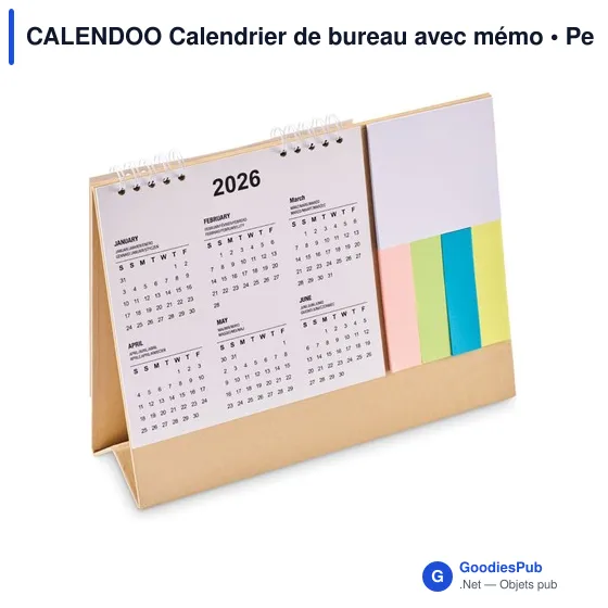 Calendrier de bureau personnalisable CALENDOO avec mémo et logo - Image 1
