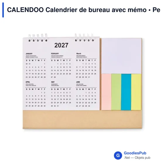 Calendrier de bureau personnalisable CALENDOO avec mémo et logo - Image 7
