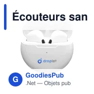 Écouteurs sans fil personnalisables Calypso RCS avec logo - Miniature 1